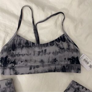 NWT Lululemon Flow Y Bra - Game Day Dark Chrome Black Mulit